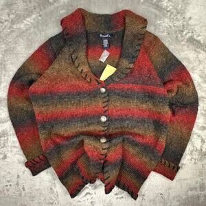 Vintage Deadstock Denim&Co. Mohair Alpaca Red Earth Tones Buttonup Cardigan L